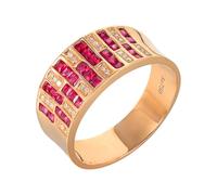 Wycian Finger Rings for Women Lab Created Ruby Band Ring 18K Yellow Gold Drill Row with 0.86CT Red Ruby and Diamond Size U 1/2 Solid Not Plated Simple for Wife Thanksgiving