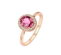 Wycian Floral Wedding Band 14K Rose Gold Ring Setting with Flower Tourmaline 1CT and Diamond Size P 1/2 Solid Not Plated Popular for Ladies Birthday Jewelry