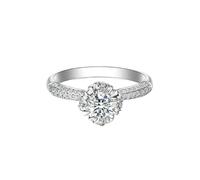 Wycian Floral Wedding Band 14K White Gold Engagement Rings for Women Flower with 0.5CT Diamond Size P 1/2 Solid Not Plated Popular for Ladies Birthday Jewelry
