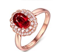 Wycian Floral Wedding Band Lab Created Ruby Band Ring 18K Rose Gold 1.1CT Flower Pigeon Blood Tourmaline Size R 1/2 Solid Not Plated Popular for Wife Birthday