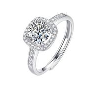 Wycian Flower Ring Women 14K Ring Gold Au585 Size L 1/2 White Rectangle Moissanite Stackable for Lesbian Popular