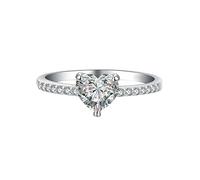 Wycian Flower Rings Cute Gold Rings 9K Au375 Size S 1/2 White Round Moissanite Stackable for Ladies Upgrade 3.0