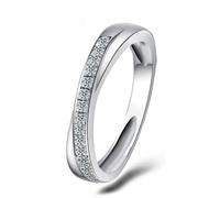 Wycian Forever Ring Moissanite Ring for Women 9K White Gold Infinity with Moissanite Size R 1/2 Elegant for Sister Cocktail Jewelry