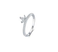 Wycian Forever Ring Princess Rings 14K White Gold Au585 Size Q 1/2 White Rectangle Moissanite Stackable for Aunt Simple