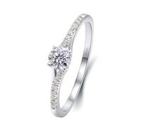 Wycian G Ring Silver, Promise Ring Lab Diamond 18K White Gold Round Created Diamond Size V 1/2 Stackable Knuckle for Women Mother'S Day