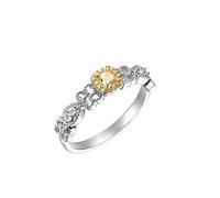 Wycian Gem Rings Engagement Ring Real Diamond 18K White Gold with Square Yellow Diamond 0.17CT Size U 1/2 Solid Not Plated Upgrade 3.0 for Sister Christmas
