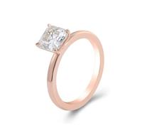 Wycian Gemstone Ring 14K Solid Rose Gold Ring Moissanite Solitaire Square Size P 1/2 Modern for Wife Anniversary Jewelry