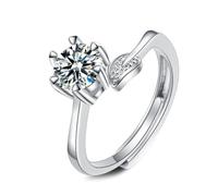 Wycian Gemstone Rings Cute Silver Rings 18K White Gold Lab Diamond Flower Leaves 6 Prong 1Ct Cubic Zirconia Size S 1/2 Upgrade 3.0 for Aunt Anniversary Jewelry