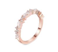 Wycian Gemstone Rings for Women 14K Rose Gold Filled Ring Moissanite with Marquise and Round Shape Moissanite Size J 1/2 Fashion for Aunt Graduation Jewelry