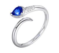 Wycian Gemstone Rings Lab Created Sapphire Ring 18K White Gold Snake with 0.50CT Sapphire and Diamond Size P 1/2 Solid Not Plated Fashion for Ladies Anniversary