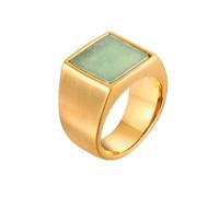 Wycian Gold Band Ring Woman Stainless Steel Vintage Wedding Band 13.6mm Jade Square Signet Size P 1/2 Gifts for Ladies Mother Fashion