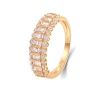 Wycian Gold Hoop Rings, Engagement Ring Lab Grown Diamond 18K Yellow Gold White Baguette Created Diamond Size V 1/2 Stackable Knuckle for Birthday