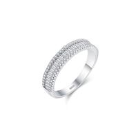 Wycian Graduation Ring Rings Sterling Silver S925 2.4mm Cubic-Zirconia Geometric Arrangement with Zircon Size P 1/2 Gifts for Ladies Mother Fashion
