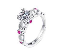 Wycian Halo Engagement Rings for Women Silver Ring 14K White Gold Lab Diamond Elegant 8 Prong Round 1Ct Cubic Zirconia Size P 1/2 Modern for Wife Christmas Jewelry