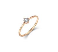 Wycian Halo Rings for Women 14K Rose Gold Rings for Women Simple Solitaire 4 Claw Round Diamond 0.05CT Size L 1/2 Solid Not Plated Fashion for Ladies Mothers Day