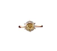Wycian Halo Rings for Women Gold Ring 14K Yellow Moissanite Solitaire Round Size P 1/2 Fashion for Aunt Christmas Jewelry