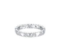 Wycian Heart Anniversary Ring Sterling Silver Ring for Women S925 2.8mm Cubic-Zirconia Heart Shape Size L 1/2 Gifts for Ladies Mother Premium