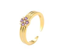 Wycian Heart Ring Band 14K White Gold Rings Au585 Size H 1/2 Pink 5mm Crystal Stackable for Wife Fashion