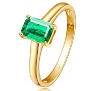 Wycian His Wedding Band Gold Wedding Rings for Women Lab Created Emerald Rectangle Size L 1/2 Solid Not Plated Elegant for Wife Engagement Jewelry