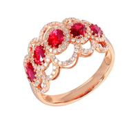 Wycian His Wedding Band Lab Grown Ruby Ring 18K Rose Gold Oval Shape with 1.81CT Red Ruby and Diamond Size T 1/2 Solid Not Plated Fashion for Wife Wedding