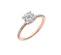 Wycian His Wedding Ring 14K Rose Gold Rings for Women with Round Lab Created Diamond 1CT Size P 1/2 Solid Not Plated Upgrade 3.0 for Wife Wedding Jewelry