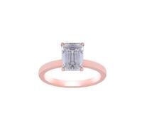 Wycian Jewel Ring 14K Yellow Gold Rose Ring Moissanite 4 Claws Rectangle with Moissanite Size L 1/2 Premium for Wife Birthday Jewelry
