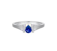 Wycian Jewel Ring Blue Sapphire Anniversary Rings 18K White Gold Silver Water Drop with 0.35CT Sapphire and Diamond Size S 1/2 Solid Not Plated Fashion for Ladies Christmas