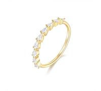 Wycian Jewel Ring Diamond Ring Decor 14K White Gold Au585 Size Q 1/2 White Round Diamond Stackable for Sister Popular