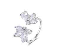 Wycian Jewel Ring Read Your Heart Moissanite Rings Silver 18K White Gold Open with Butterfly Cubic Zirconia Size R 1/2 Upgrade 3.0 for Ladies Thanksgiving Jewelry