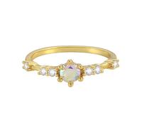 Wycian Jewel Ring Stackable Ring 14K White Gold Au585 Size P 1/2 White Rectangle 4X6mm Moissanite Stackable for Wife Simple