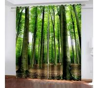 Wycian Kitchen Curtain Curtain Panels Green Pack of 2 Trees Scenery Polyester 92" W X 96" H (234X244Cm) for Each Pc