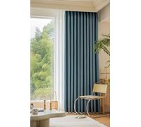 Wycian Living Room Drapes Blackout Curtains Boho Gray Blue Chenille Solid Color 38" W x 84" H (96X214CM)