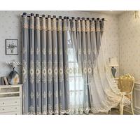 Wycian Livjng Room Curtains Navy Blue Curtains 2 Pack Polyester Double Sheers Embroidery Solid Color 38" W x 63" H (96X160CM)