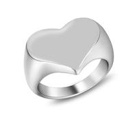 Wycian Love Ring, Ladies Stainless Steel Rings Silver Size J 1/2 Polished Heart 15mm Personalized Gifts for Mother Anniversary Jewelry