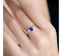 Wycian Marriage Ring 14K White Gold Filled Ring Silver 4 Claws Oval with 0.4CT Sapphire and Diamond Size R 1/2 Solid Not Plated Upgrade 3.0 for Sister Christmas