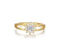 Wycian Marriage Ring 14K White Gold Rings Au585 Size H 1/2 Round 9X9mm Moissanite Stackable for Lesbian Modern