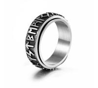 Wycian Marriage Ring, Ring Stainless Steel Silver Size T 1/2 7.6mm Spinner with Buddhism Mantra Custom Gifts for Wife Mother'S Day Jewelry