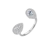 Wycian Marriage Ring Silver Ring Jewelry 18K White Gold Moissanite Open with Teardrop Cubic Zirconia Size O 1/2 Fashion for Ladies Christmas Jewelry