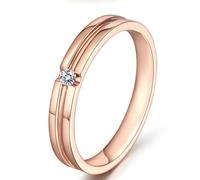 Wycian Married Ring Promise Rings Rose Gold 18K Lab Created Diamond Stripe Design with Single Diamond Size H 1/2 Solid Not Plated Modern for Ladies Mothers Day