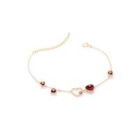 Wycian Meaningful Necklaces for Women, 14K Yellow Gold Gold Wedding Necklace Chain with Heart Garnet for Her, 19+3 cm/7.48+1.18 in