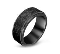 Wycian Memorial Ring, Women Stainless Steel Rings Black Size R 1/2 Matte Anxiety Spinner 7.8mm Personalized Gifts for Mother Birthday Jewelry