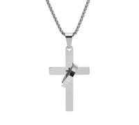 Wycian Men Necklaces Stainless Steel, Two-Tone Interlocking Cross Silver