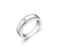 Wycian Mens Pinky Ring Promise Ring Real Diamond 9K White Gold Silver with 0.05CT Diamond Size M 1/2 Solid Not Plated Elegant for Ladies Thanksgiving Jewelry