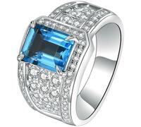 Wycian Mens Rings with 3ctTopaz 9K/14K/18K White Gold/Platinum | Luxury Topaz Moissanite, Hypoallergenic, Hallmarked, Fine Detailing, Certificate of Authenticity