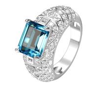 Wycian Mens Rings with 5ctTopaz 9K/14K/18K White Gold/Platinum | Luxury 9x11mm Topaz, Tarnish-Resistant, Hypoallergenic, Hallmarked, Fine Detailing, Verifiable Material