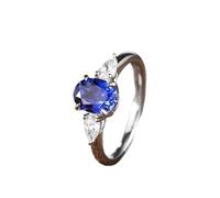 Wycian Metal Rings for Women Lab Created Sapphire Ring 18K White Gold Elegant 4 Claw Oval Lab Sapphire 2.6CT with Waterdrop Moissanite Size J 1/2 Solid Not Plated Elegant for Men Birthday