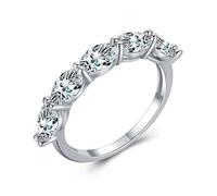 Wycian Moissanite Cluster Ring White Gold Ring for Women Silver 9K Au375 Size H 1/2 White Round 7X7mm Moissanite Stackable for Aunt Modern