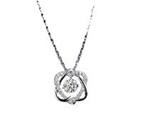 Wycian Moissanite Necklaces for Women, Mom Necklace for Women Interlocking Hearts 9K/14K/18K White Gold, 45 cm/17.7 inch