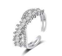Wycian Name Rings Personalized Cute Silver Rings 18K White Gold Lab Diamond Infinity with Cubic Zirconia Size S 1/2 Fashion for Aunt Anniversary Jewelry