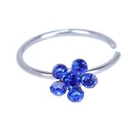 Wycian Nose Ring Men, Nose Ring Flower 1Pcs Royal Blue C Shape Flower with Cubic Zirconia Stainless Steel Earring Body Piercing for Women Men